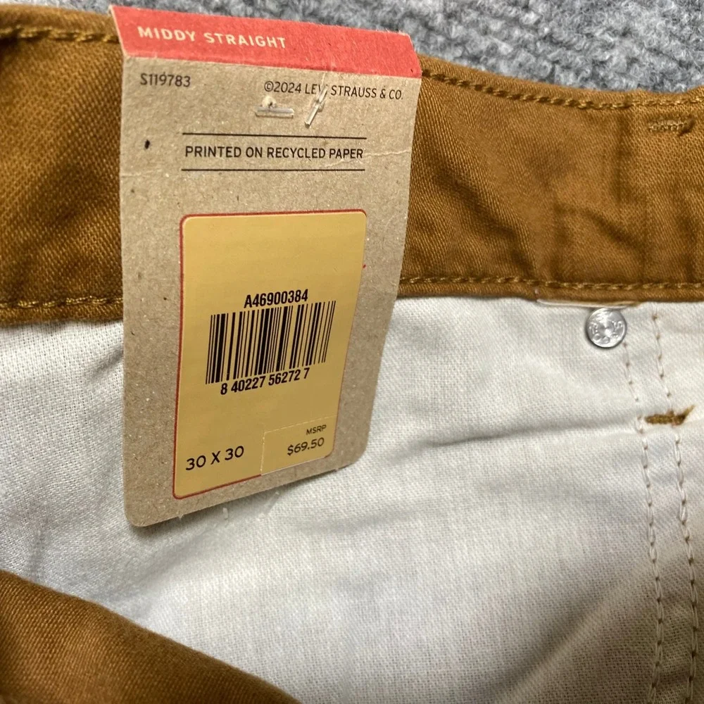 Levis Middy Straight Pants Mens 30x30 Brown Tobacco Mid Rise A46900384 NEW